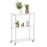 Carrito rodante acrílico – Estante de cocina de 3 niveles para uso en el suelo, ideal para el hogar, baño, comedor, oficina, balcón, terraza, hotel y restaurante