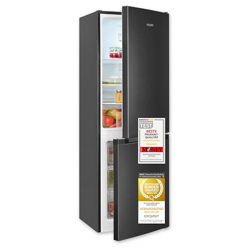 Exquisit Kühl-Gefrierkombination, 144 cm Höhe, Kühlschrank mit Gefrierfach, 4-Sterne-Gefrieren, 157 Liter, Schnellkühlen, KGC5231-60-E-050C inoxlook-az Exquisit Kühl-Gefrierkombination, 144 cm Höhe, Kühlschrank mit Gefrierfach, 4-Sterne-Gefrieren, 157 Liter, Schnellkühlen, KGC5231-60-E-050C inoxlook-az