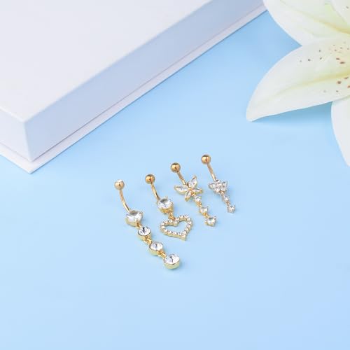 image for LEE&RO LEE&RO Gold Belly Button Ring Dangle Stainless Steel Belly 