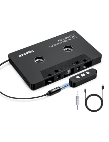 arsvita Car Audio Cassette to Aux Adapter 5.1 Bluetooth Receiver Kit for Cassette to Aux Bluetooth Receiver Compatible with 3.5 MM Auxillary Cable Tape Black Type BCAK04