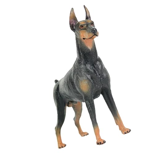 INOOMP リアルな野生動物模型 向け知育 犬フィギュア ドーベルマン模型 軽量プラスチック製 耐久性あり 教育用撮影小道具 インテリア装飾