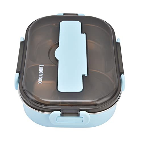 ZJchao Contenedor de Almuerzo, 304 Acero Inoxidable 1.3L Cuatro Caja de Comparación Contenedores Lunchables con Tazón de Sopa Spoon Contenedores de Almuerzo para la Escuela, Oficina, Campamento, (#1)