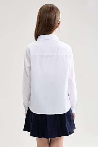 maoo garden Girls White School Uniform Shirt Long Sleeve Blouse Button Down Blouse2