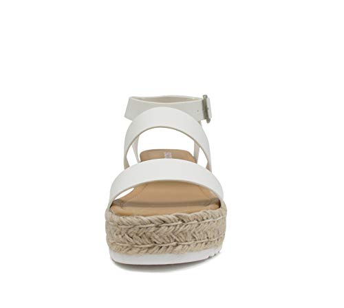 Image of Soda Topic Open Toe Buckle Ankle Strap Espadrilles Flatform Wedge Casual Sandal