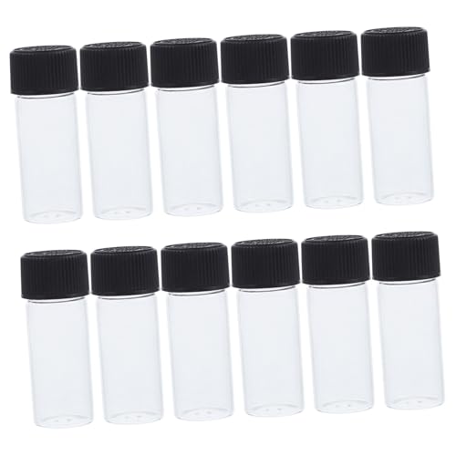 SMASOLO 12 piezas Botellas de Vidrio Transparente con Tapa de Envases Rellenables para Cosméticos y Líquidos Anti-fugas Pequeño Portátil para Viaje y Camping