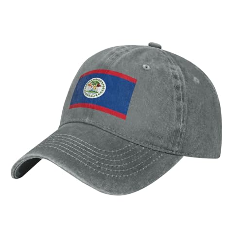 WHJDPP Casquette de baseball noire pour adulte avec drapeau du Belize imprimé pour homme et femme élégante et durable, gris, Taille unique