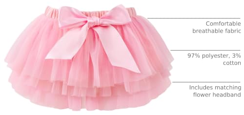 Image of 6M-3T Infant Baby Girl Tutu Skirt Toddler Girls Solid Color Tulle Skirts Birthday Outfits with Headband