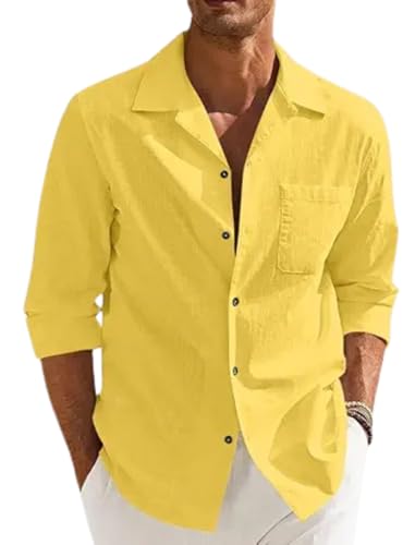 Image of Combo of Men's Casual Cotton Blend Shirt || Long Sleeve Button Down with Spread Collar | Lightweight Breathable Fabric | Stylish Solid Shirt for Beach, Office & Everyday Wear Pack of 2