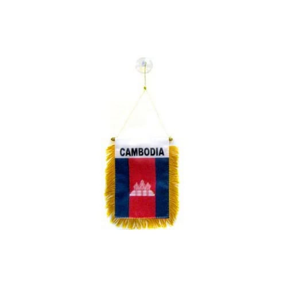 AZ FLAG Cambodia Car Flag 4x6 in 100D Polyester Suction Cup