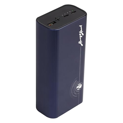 Image of ZEBRONICS 27000 mAh Power Bank, 65W Fast Charging, Outputs (2 Type C & 1 USB) PD3.0, For iPhone, Android, Laptop, Tablets, Earbuds, Flight Friendly, Metallic Body + Type C Cable (EnergiPOD 27R2, Blue)