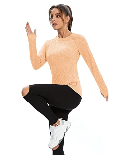 Soneven Long Sleeve Thermal V-Neck Shirts For Women Fleece Lined Running Shirt Quick Dry Workout Tops For Women Compression Shirt With Thumb Holes #TOP3