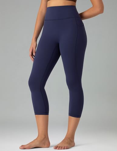 Image of Colorfulkoala Dreamlux No Front Seam Capri Leggings with Pockets for Women - High Waisted 21 inch Buttery Soft Yoga Pants