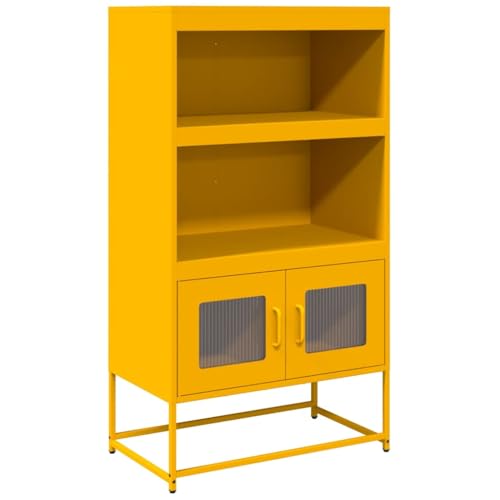 vidaXL Aparador de Acero Amarillo Mostaza 68x39x123 cm, Armario, aparador, Armario Alto, Mueble Auxiliar, Armario de almacenaje, aparador Alto