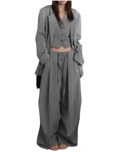 Veste à un bouton pantalon gilet simple boutonnage ensemble tailleur chic femme