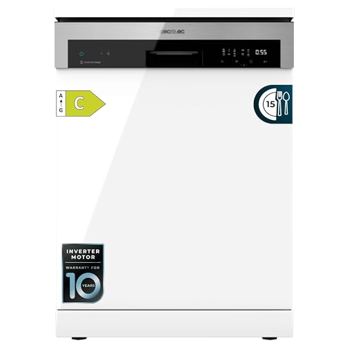Cecotec Lavavajillas 60cm Independiente Bolero Aguazero 6500 C. 15 Cubiertos, 3ª Bandeja, 6 Programas con Dual Zone Wash, Dry+, Auto Open, Media Carga, Comienzo Diferido, Motor Inverter Plus