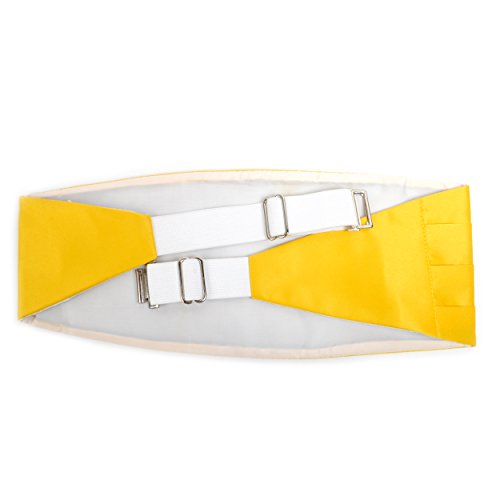 Set de moño y fajín amarillo para hombre de raso miniatura 2