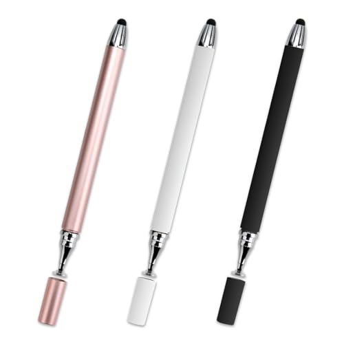 3 Pcs Lapiz para Tablet 2 in 1 Precisión Lápiz,Tableta Bolígrafo Táctil, Punta de Disco de Alta Sensibilidad, Tapa Magnética, para...