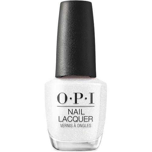 OPI Nail Lacquer, Soft Sheer & Glitter Finish White Nail Polish, Up to 7 Days of Wear, Chip Resistant & Fast Drying, Spring '24, Your Way Collection, Snatch'd Silver, 0.5 fl oz