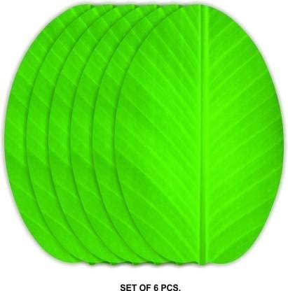 Image of CRAFT CITY Banana Leaf Design Table Place mat PVC 6 Pieces Dining Table Placemat Set for Home Decor & Kitchen (Green) Pack f 6