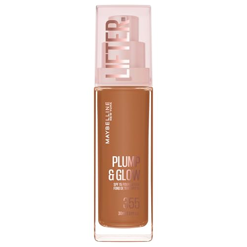 Maybelline New York Lifter Foundation, FlĂĽssiges Make-up fĂĽr strahlenden Teint mit Hyaluron und Niacinamid, polstert auf & spendet Feuchtigkeit, Nr. 355, 30 ml