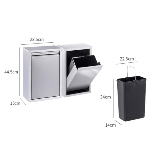 Caneca de basura empotrada de acero inoxidable 8 L miniatura 2