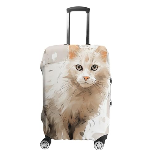 Travel Luggage Cover Elastic Suitcase Protector Anti-Scratch Washable White Cat Pictures Luggage Sleeve Tsa Approved Carry on Covers Baggage Cover Fits 18-32 Inch Luggages