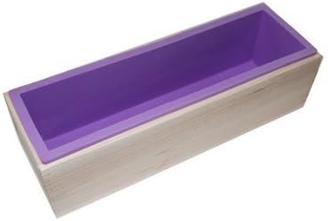 Flexible Rectangular Soap Silicone Mold with Wood Box for Homemade 42oz Soap Produce(Purple)
