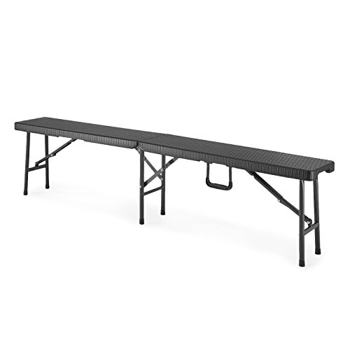 Xawy Adeco 1-Piece Folding Bistro-Style Patio Bench with Rattan Design Brown
