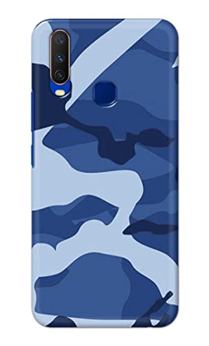Image of Printed Hard Back Cover Case for Vivo Y15 | Vivo Y17 | Vivo Y11 | Vivo U10 | Vivo Y12 | Vivo Y12i Back Cover (Army Blue Pattern) -702
