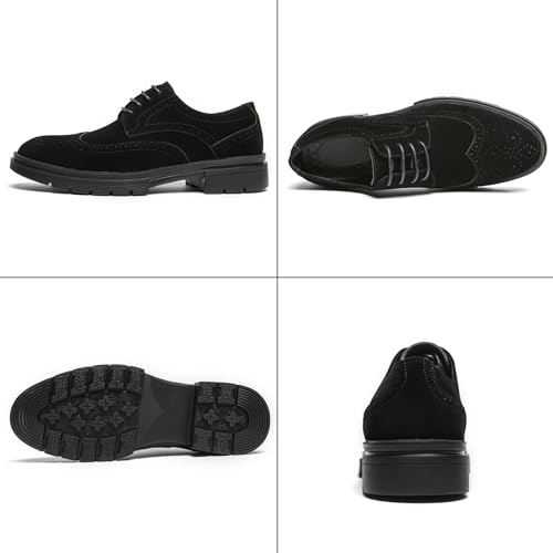 Men's Suede Lace Up Wingtip Oxford Shoes Classic Brogues Business Dress Shoes Fashion Comfortable Platform Derby Formal Shoes4