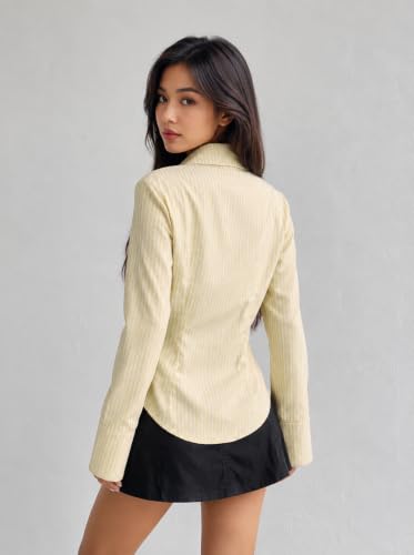 Image of Women Shirt||Women Relaxed Fit Vertical Striped Spread Collar Cotton Casual Shirt (S-12-19)