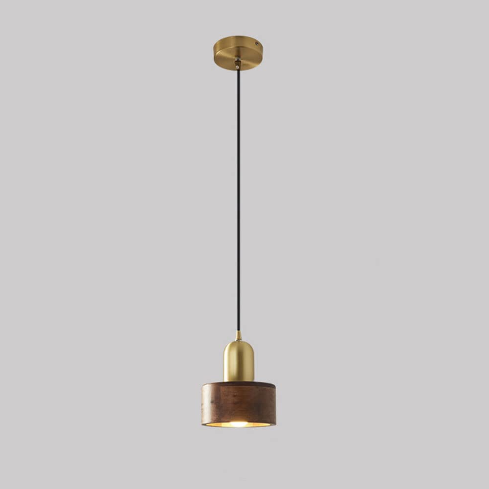 Suspension E27 en noyer et laiton pour bar et restaurant