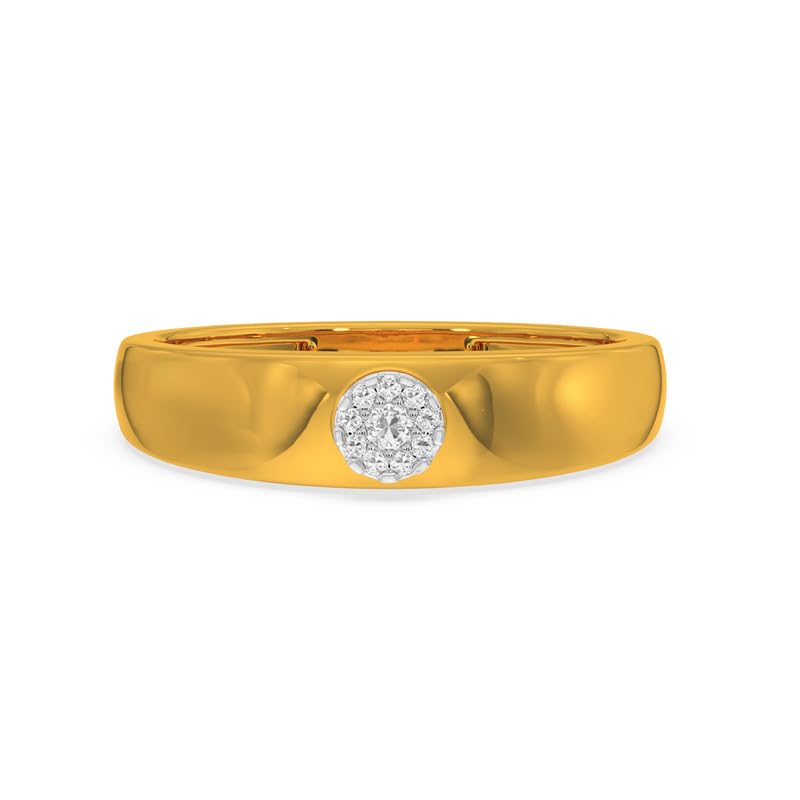 Image of KISNA 14k / 18k Real Gold & Diamond Ring | Diwali, Rakhi Rakshabandhan Gift for Brother, Husband | With Certificate of Authenticity & BIS-Hallmarked Gold Jewellery | Round Classic Band Ring For Him