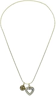Stainless Steel Slim Necklace With Heart & Smile Design For Girl - Gold White