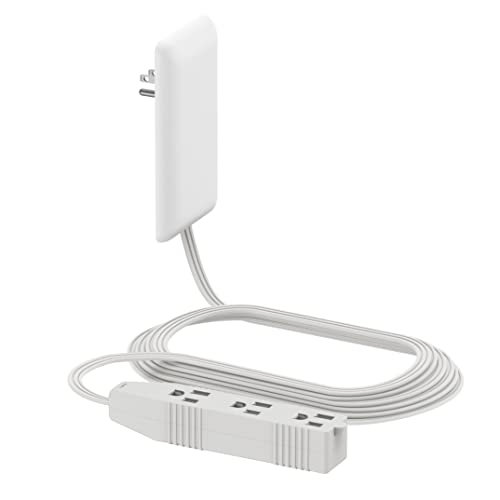 Image of LIDER Flat-Face Outlet Extender with 3 Receptacles, Ultra-Thin Wall Plate Plug with Cord Extender and 3-Outlet Power Strip, 8ft Cord, LWE8-315-W, White