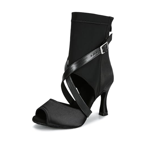 YYTing Ballroom Dance Shoes Women Salsa Latin Boots Dancer Comfortable 3.5 inch Heel Footwear YT309