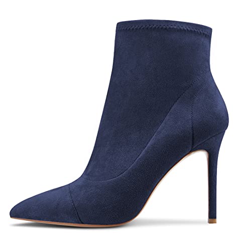Saekcted Women High Heel Stiletto Pointed Toe Ankle Boots Short Bootie Slip-on Classic Dress Office Party Boots 3.9 Inches Heels2