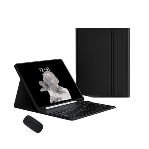 Funda teclado iPad Air 4 evita caídas y pérdida de lápiz con cuero protector y ratón negro