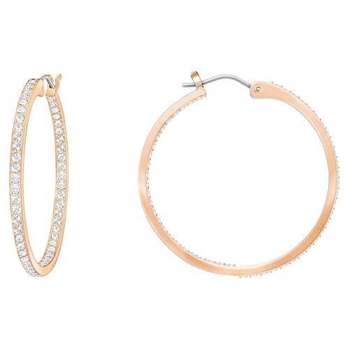 Swarovski Sommerset hoop earrings, White, Rose gold-tone plated, One Size, Crystal Brass, Crystals2