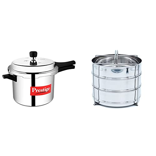 Image of Prestige Popular Aluminium Pressure Cooker, 5 litres, Silver & Separator Small Set, 16cm, Set of 3 (60484),Silver Combo
