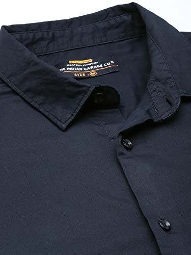 Image of The Indian Garage Co Men Regular Fit Solid Full Sleeves Spread Collar Formal Shirt