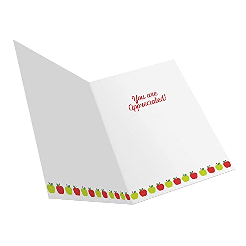Tiny Expressions Teacher Appreciation School Thank You Cards With Inside Message (4 Pack Apple) #TOP4