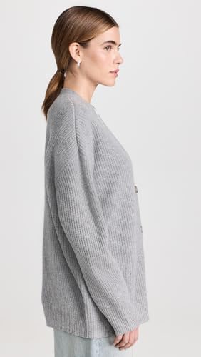 Women's Cashmere Cocoon Cardigan, Heather Grey, L4