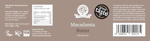 Nutural World - Crunchy Macadamia Nut Butter 6 Oz (170g)