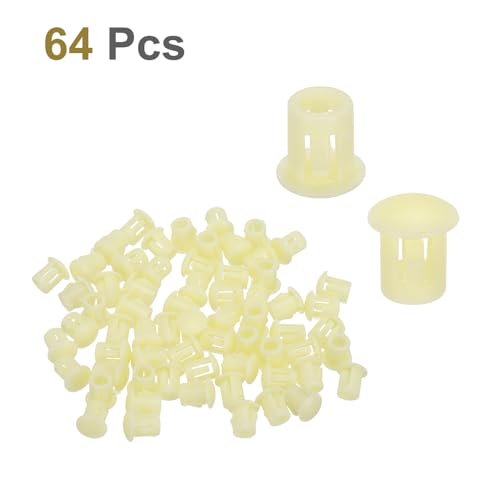 Image of MECCANIXITY 64PCS 5mm(3 /16 inch) Beige Plastic Hole Plugs, Flush Type Panel Hole Plugs Insert End Caps for Locking Hole Tubes Furniture Cabinet