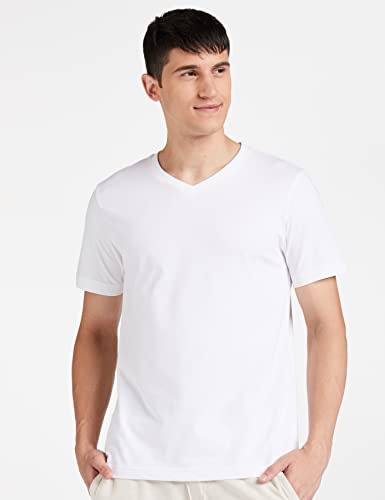 Image of Amazon Brand - Symbol Men Solid Cotton T Shirt | Plain | V Neck | Half Sleeve - Regular Fit | Combo Pack of 3 (Available in Plus Sizes)