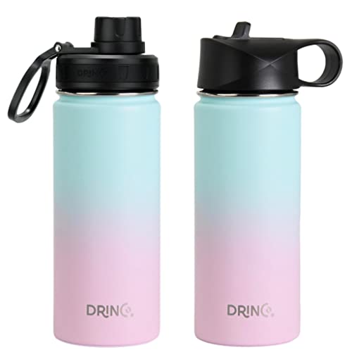 Image of Drinco Stainless Steel Water Bottle Spout Lid Vacuum Insulated Double Wall Water Bottle Wide Mouth Leak Proof Keep Cold Sport Camping Hiking (18oz Macaron)