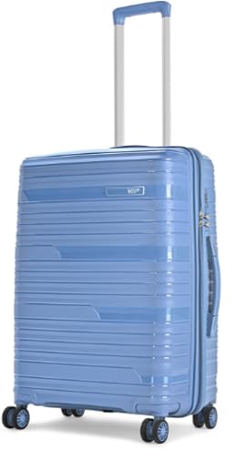 Image of VIP Matrix Hard Shell Trolley Luggage, 8 Wheels, PP Material with Flushed Combi Lock, Anti-Theft Zip (Ocean Blue, Set of 2 (Cabin, Medium))