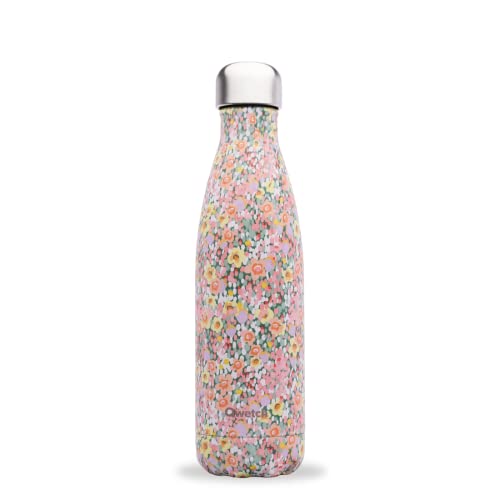 Qwetch Giverny Mimosa - Botella isotérmica (500 ml, botella de acero inoxidable, 24 horas frías y 12 horas, impermeables, sin BPA y reutilizables)