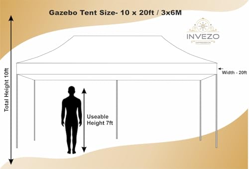 Image of Invezo Outdoor Gazebo Canopy Tent 10 x 20 feet (White, Extra Premium (60 KGS))